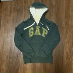 00's GAP ジップパーカー XS グリーン　着画あり 裏サーマル