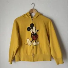 ディズニー ミッキーマウス パーカー S 黄色　耳付き　フーディー　ミッキー