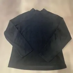 黒 リブ編み 長袖ハイネックカットソー