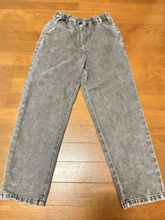 ケミカルウォッシュ デニム イージーパンツ グレー ウエストゴム