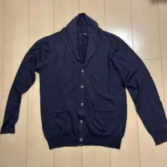 麻ウール混紡　ネイビー カーディガン