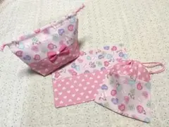 ユニコーン給食セットハートマット(20×30)お弁当袋入園入学３点セット女の子