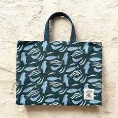 レッスンバッグ 絵本袋 北欧 アザラシ グリーン ×アースブルー 男の子