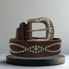 ウエスタンベルト 古着 y2k アメカジ アンティーク スタッズ　グランジ　茶色