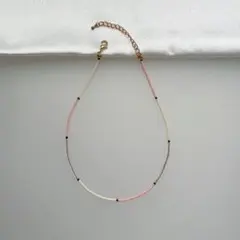 ビーズネックレス　チョーカー　ピンクベージュ・アイボリー・ブロンズ　ハンドメイド