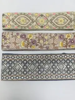 インド刺繍リボン　アソート　約5.5cm〜約8.5cm幅　3種類