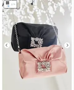 【新品】デイジーストア 2way パールフラワービジューサテンクラッチバッグ