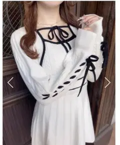 evelyn バイカラーフレア OP ニットワンピース