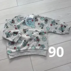 サンリオ 新品　トレーナー 90cm 総柄　ハンギョドン　２歳　３歳