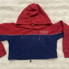 GUESS クロップドパーカー 赤 青