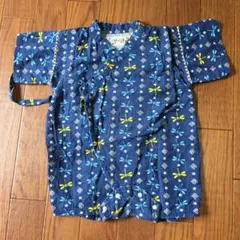 甚平 ロンパース 男の子 トンボ柄 青 80センチ キッズ 子供用　夏祭り