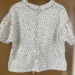 フリル袖 ネイビーポイント シャツ