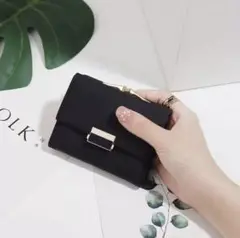ブラック三つ折り財布 合成皮革