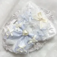 ぬい服　着ぐるみ　10〜12cm用　水色 クリーム ねこ チェーンフック付き