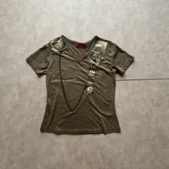 SCULPTOR ブロークンガールズ ロールアップTシャツ カーキ - メルカリ