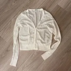 アイボリー メッシュ編みカーディガン