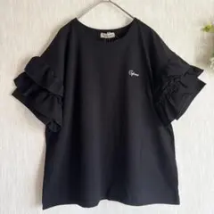 新品　【接触冷感/UVカット】フリル袖カットソー　サマンサモスモス　ブラックのサムネイル
