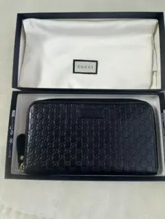 付属品完備】GUCCI グッチ マイクログッチシマ 長財布ブラック449396