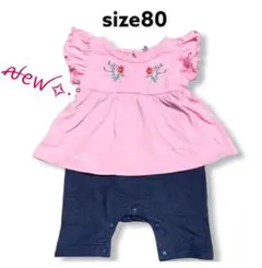 新品 ロンパース 半袖 夏 重ね着風 フリル ピンク 女の子