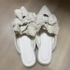 【美品】RANDA サンダル　Mホワイト　リボンデザイン　白　リボンのサムネイル