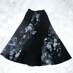 極美品　スカラー　ロングスカート　スパイラルスカート　黒　宇宙のサムネイル