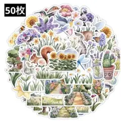 A85　ステッカー　お裾分け　フレークシール　海外　防水　韓国　景色　花　鳥