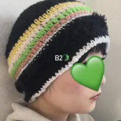 黒ビーニー てづくり
