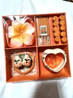 お香 アロマキャンドル セット 象 陶器 花 台湾