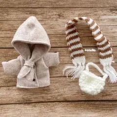 JANAYA ハンドメイド　オビツ11服　コート　カーキ色　3点セット