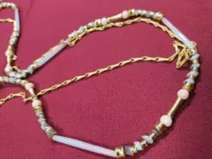 ローズクォーツとチェーンのネックレス