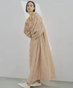 トゥモローランド ストライプ ボールジー ロングコート ワンピース 