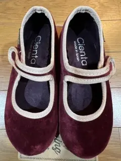 本日限定！美品cienta シエンタ ベロアシューズ　16㎝ バーガンディ 26