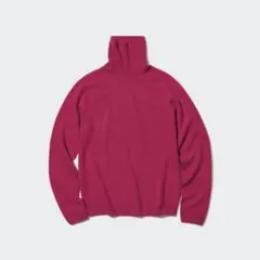 ユニクロ　3Dカシミヤタートルネックプルオーバー　M ローズピンク