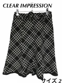 R559 クリアインプレッション スカート フレア ひざ丈 チェック