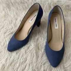 美品　オデットエオディール　ヒールパンプス　スエード　本革　日本製　水色　青