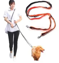 犬　リード　犬用品　ショルダーリード　肩掛け オレンジ