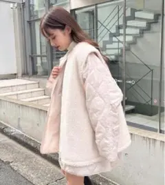 Chico [Web限定]ボアベスト＋キルティングライナーブルゾン