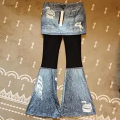 ROMWE デニム風ブーツカットパンツ S