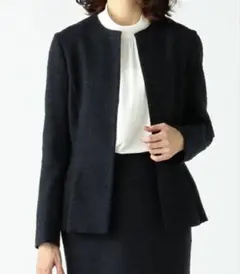 ツイード ノーカラージャケット