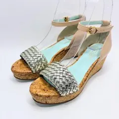 【Odette e Odile】シルバー 編み コルク ウェッジソールサンダル