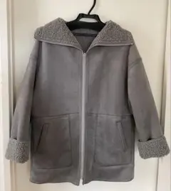 green label relaxing グレー ムートンボアコート