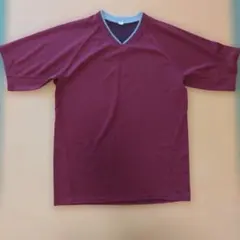 ユニクロ UNIQLO バーガンディ Vネック 半袖Tシャツ メッシュ素材