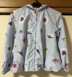 ハッカキッズ ブルゾン ウィンドブレーカー　花柄　140センチ　水色