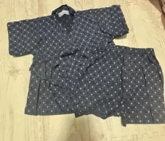 美品　80サイズ紺色 チェック柄 甚平