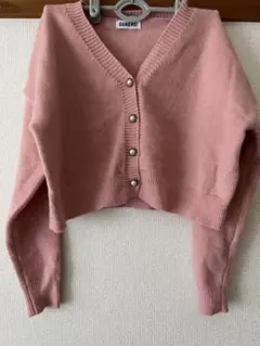 GANGWEI ピンク クロップドカーディガン