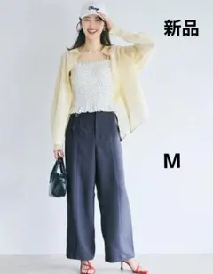 coca　デニムライクワイドパンツ　金具付きサイドベルト　 М　BLUEのサムネイル