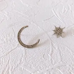 〈f18〉韓国 スター ムーン ピアス シルバー 星 月 トレンド エレガント