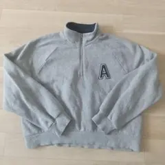 グレー ハーフジップ スウェット A刺繍