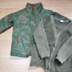 THE SHOP TK 迷彩柄ジャケット&カーキカーディガン