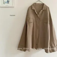 Kastane リネン混ダブルポケットオーバーサイズブラウスin41